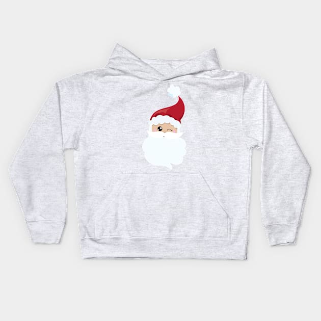 Santa Claus, Santa Hat, Winking Santa, Christmas Kids Hoodie by Jelena Dunčević